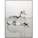 Figurine chat allong&eacute; en cristal. Taille : 8cm.